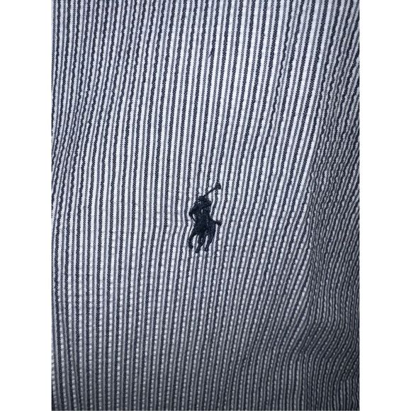 Navy & White Polo Ralph Lauren Button Contrast Collar Down Shirt Size XL - Picture 4 of 8